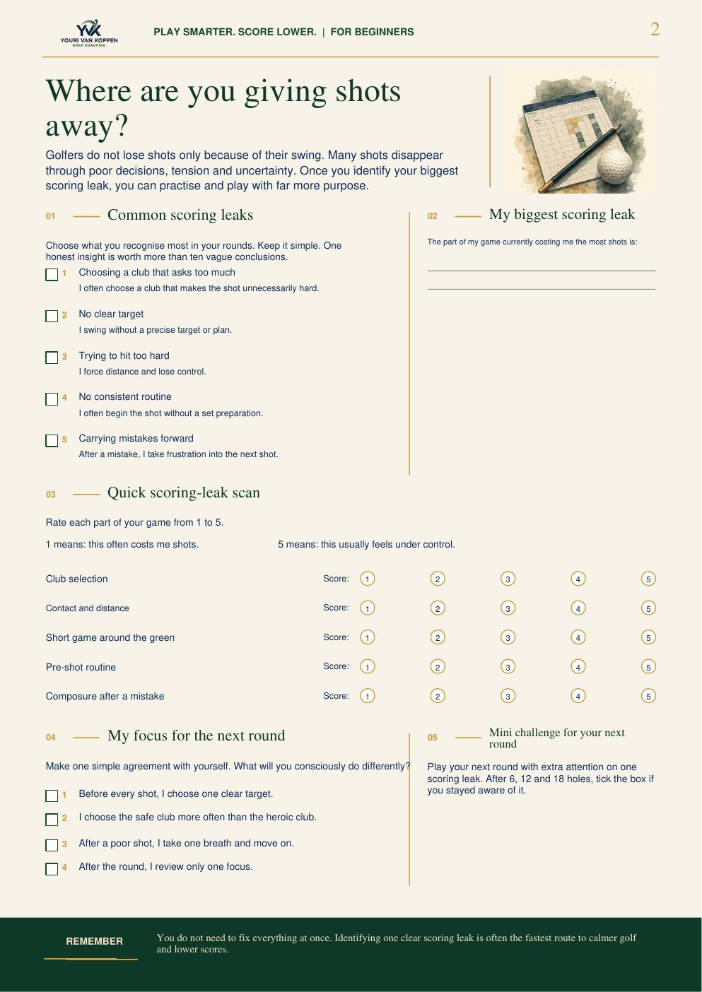 Worksheet Where are you giving shots away, find your biggest scoring leak